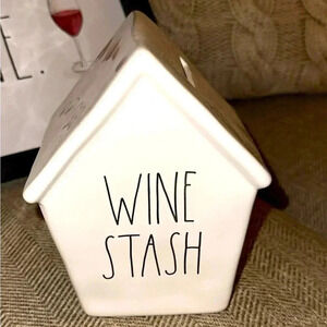 Rae Dunn Wine Stash Coin Money Deposit Bank Birdhouse White
